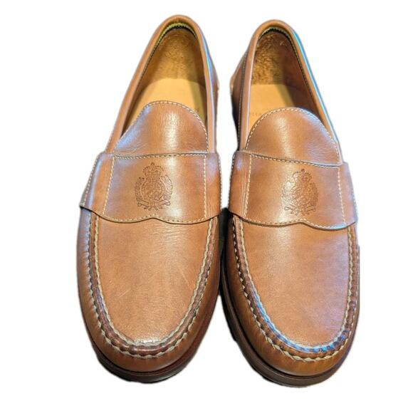 Vintage Polo Ralph Lauren Leather Loafer Mens 7.5 D Tan Crest NEW main image 4